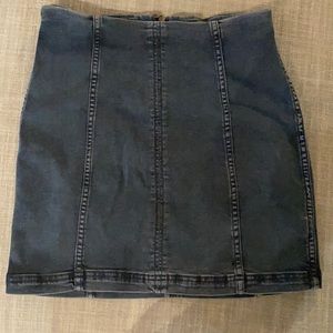FP denim high waisted mini skirt